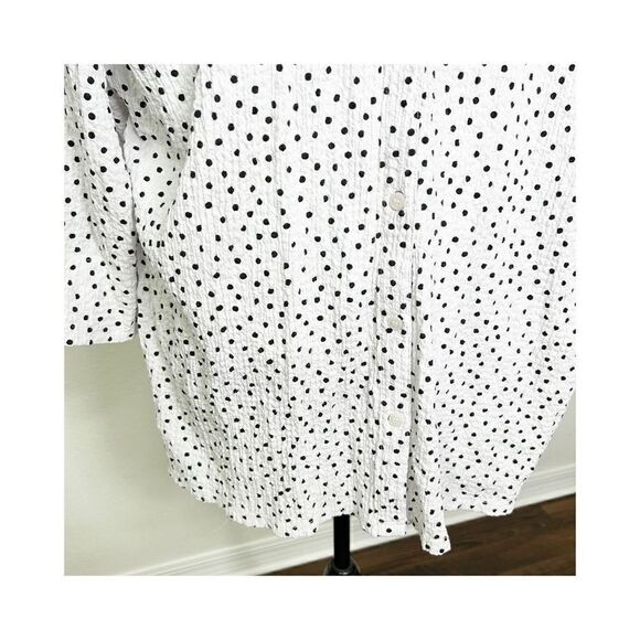 Croft & Barrow Women’s White Black Polka Dot Button Front Inner Tank Top Size 3X - Picture 3 of 13